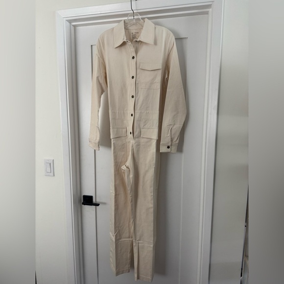 For Days boilersuit jumpsuit bone ivory pockets NWOT snap front Small - Picture 1 of 5